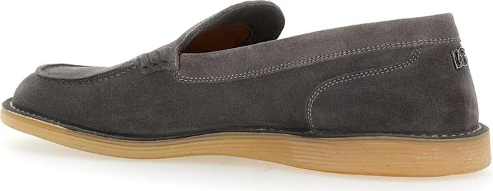 'new Florio Ideal' Grey Loafers With Dg Detail In Suede Man - Image 3