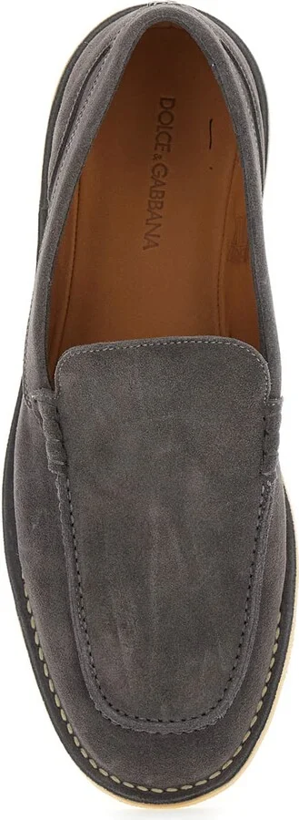 'new Florio Ideal' Grey Loafers With Dg Detail In Suede Man - Image 4