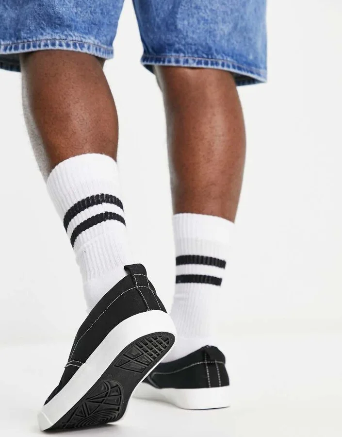 New Look canvas slip on sneakers in black - Image 3