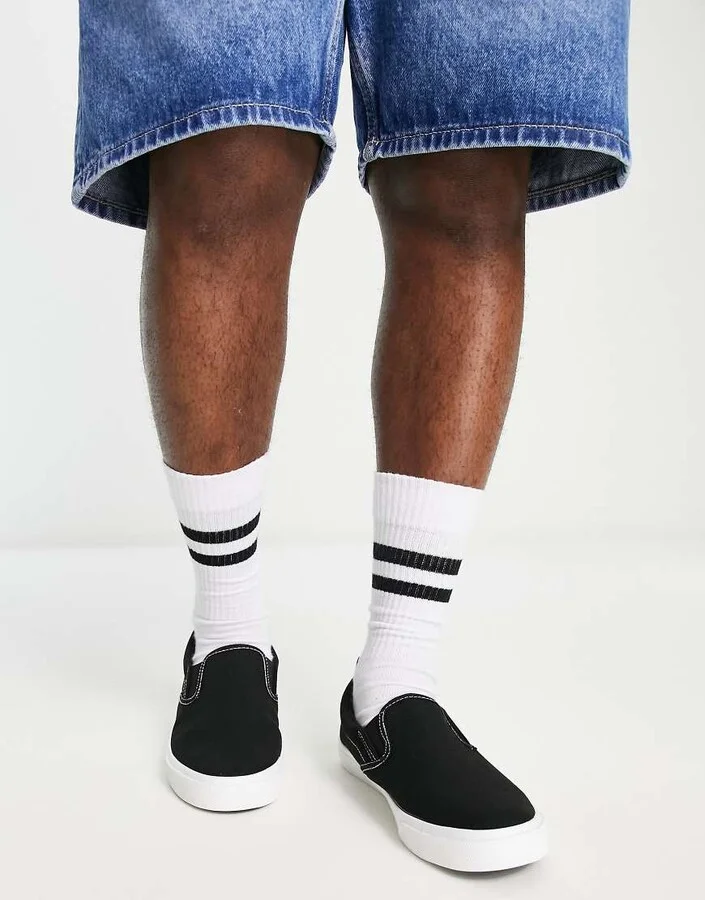 New Look canvas slip on sneakers in black - Image 4