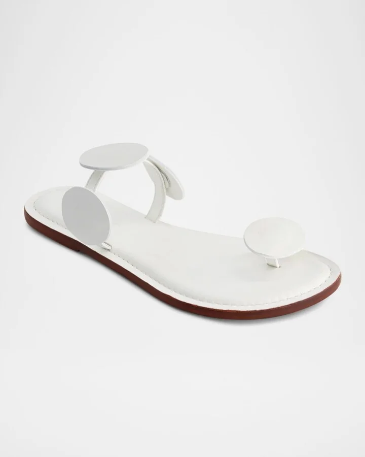 New Moon Circle Leather Flat Sandals - Image 3