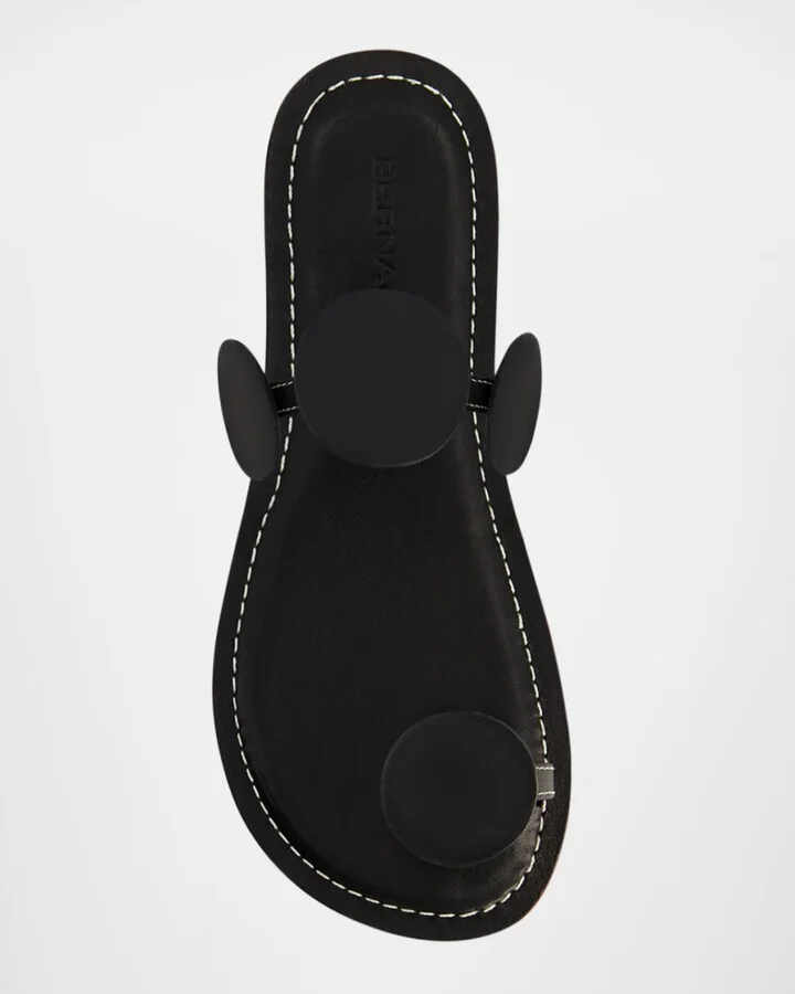 New Moon Circle Leather Flat Sandals - Image 4