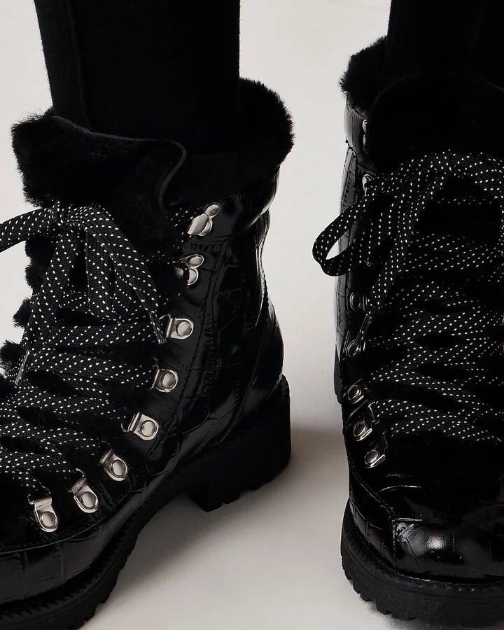 New Nordic boots in croc-embossed leather