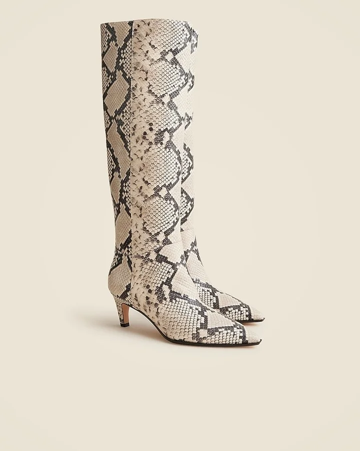 New Stevie knee-high pull-on boots in snake-embossed Italian leather