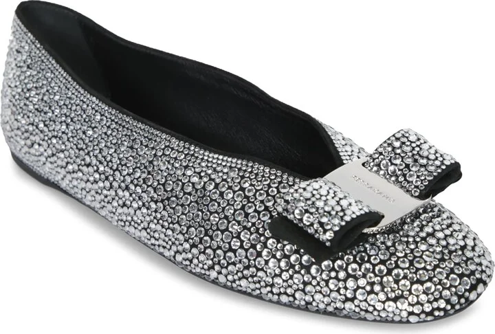 New Vara Suede Crystals Black Ballerina - Image 2