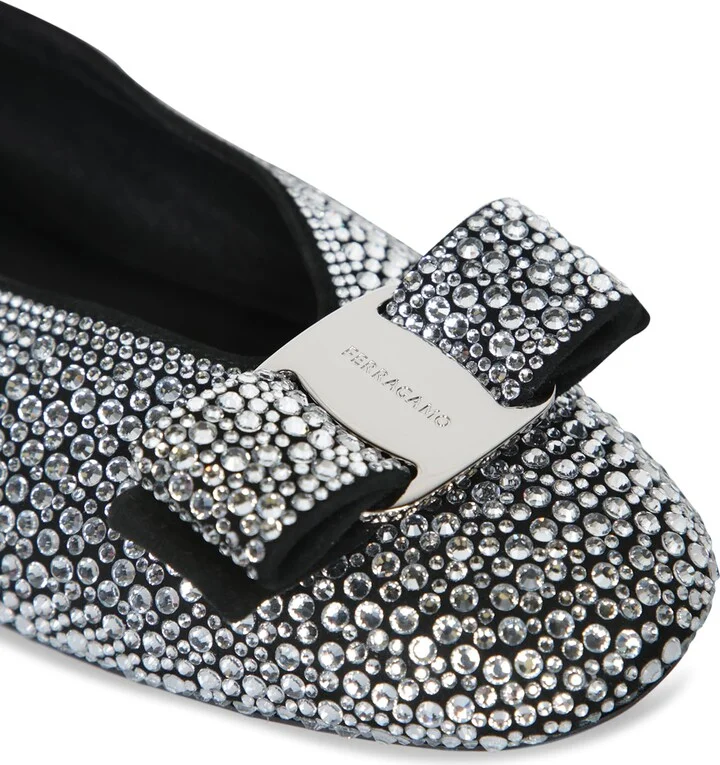New Vara Suede Crystals Black Ballerina - Image 4