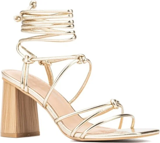 New York & Company Bailey Women's Wooden Block Heels - , GOLD