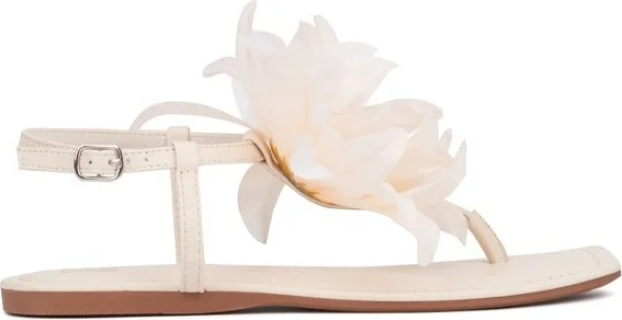 New York & Company Big Flower Women's T-Strap Sandal - BONE, - Image 2