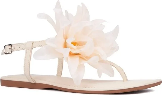 New York & Company Big Flower Women's T-Strap Sandal - BONE,