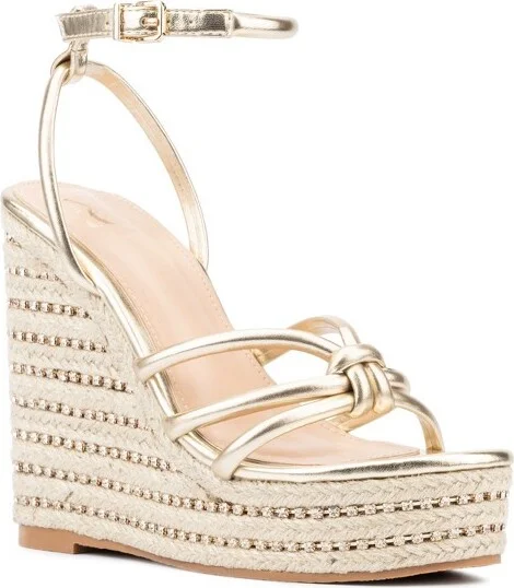 New York & Company Electra Women's Rhinestone Embedded Wedge - , GOLD