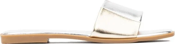 New York & Company Janice Women's One Banded Flat Slides - , SILVER/GOLD - Image 2