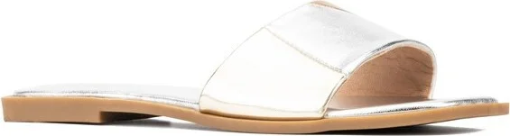 New York & Company Janice Women's One Banded Flat Slides - , SILVER/GOLD