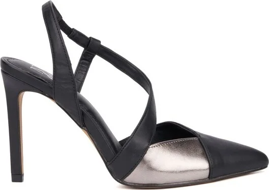 New York & Company Lola Strappy Pump - , BLACK/SILVER - Image 2