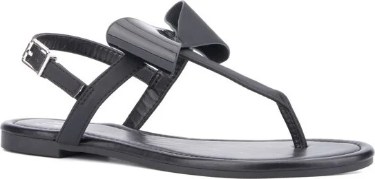 New York & Company Women's Abril Flat Sandal - NATURAL COMBO,