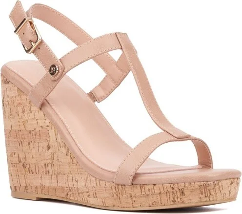 New York & Company Women's Aimee Platform Wedge Sandal - NUDE,