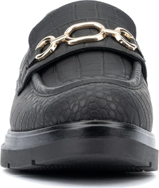 New York & Company Women's Alodie Chain Croc Embossed Loafers - Image 3