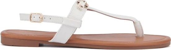 New York & Company Women's Angelica Flat Sandal - WHITE LIZARD, - Image 4