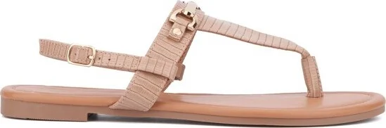 New York & Company Women's Angelica Flat Sandal - WHITE LIZARD, - Image 7