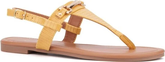 New York & Company Women's Angelica Flat Sandal - WHITE LIZARD,