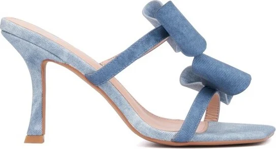 New York & Company Women's Dalila Bow Heel Sandal - BLUE DENIM PU, - Image 2