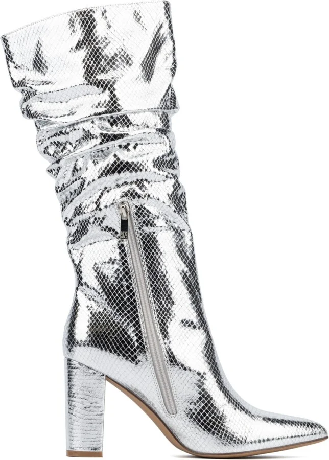 New York & Company Women's Earla- Metallic Ruched Knee-High Boots Tall Boots - Image 2
