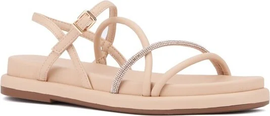 New York & Company Women's Gabi Flat Sandal - NUDE,