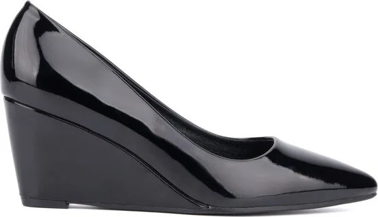 New York & Company Women's Gwen Wedge Heels - , BLACK PATENT - Image 2