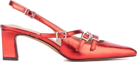 New York & Company Women's Imari Slingback Heels - , SILVER METALLIC - Image 4