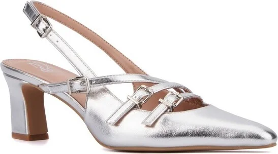 New York & Company Women's Imari Slingback Heels - , SILVER METALLIC