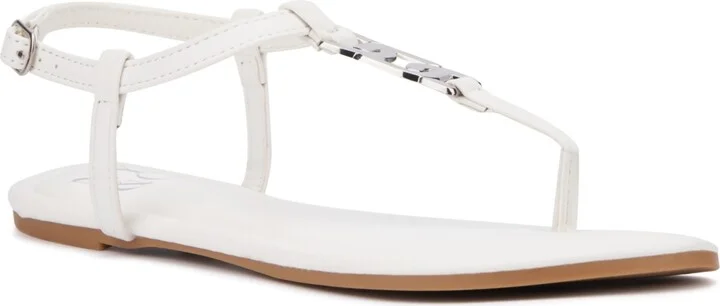 New York & Company Women's Kaia T-Strap Sandal With Metal Hardware