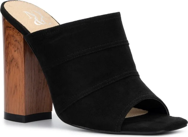 New York & Company Women's Lacinda Faux Suede Slide Heeled Sandal