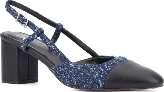 New York & Company Women's Loriann Slingback Heels - , NAVY BOUCLE