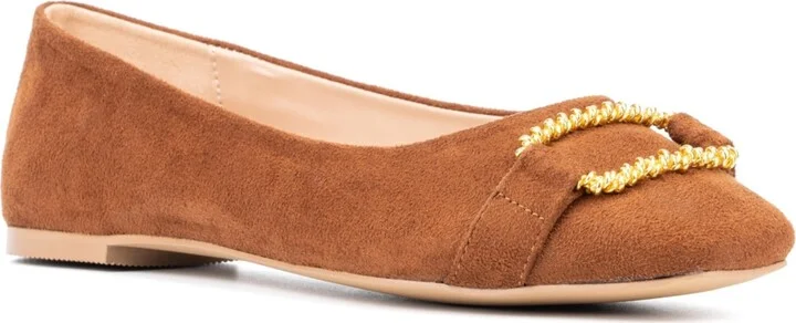 New York & Company Women's Niara- Flats With Gold Hardware Accent