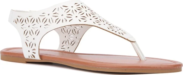 New York & Company Women's Nikki Hooded Perforated Thong Sandal