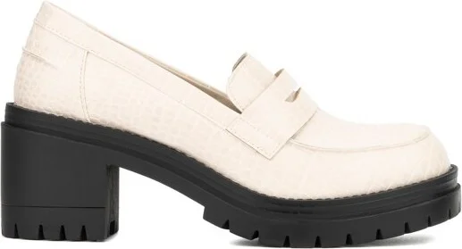 New York & Company Women's Penni- Women's Lug Sole Penny Loafer - , BONE CROC - Image 2