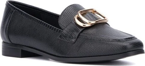 New York & Company Women's Ramira- Slip-On Metal Accent Loafers - , BLACK