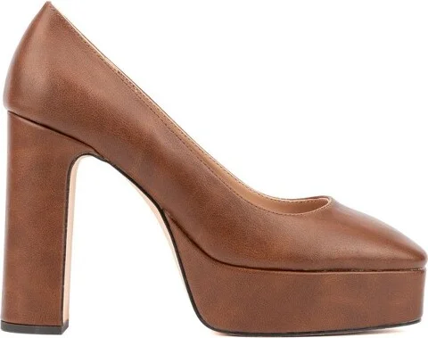 New York & Company Women's Ryla- Block Heel Pumps - , COGNAC - Image 2