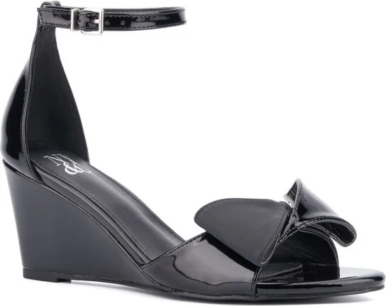 New York & Company Women's Shelby Wedge Sandal - BLACK COMBO,