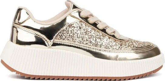 New York & Company Women's Tana Low Top Sneakers - , GOLD GLITTER - Image 2