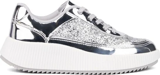 New York & Company Women's Tana Low Top Sneakers - , GOLD GLITTER - Image 4