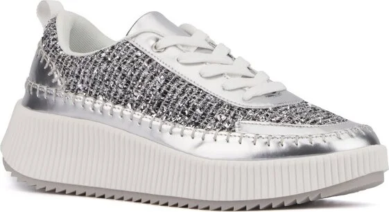 New York & Company Women's Twyla Low Top Sneakers - , SILVER