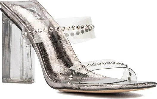 New York & Company Zeta Emb Women's Band Lucite Mule - , SMOKE