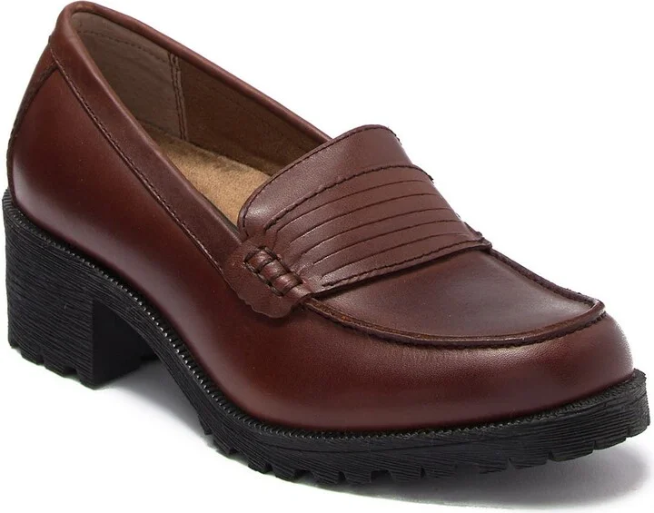Newbury Leather Block Heel Loafer
