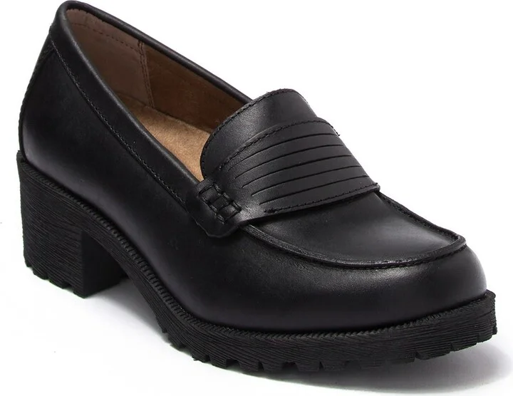 Newbury Leather Block Heel Loafer