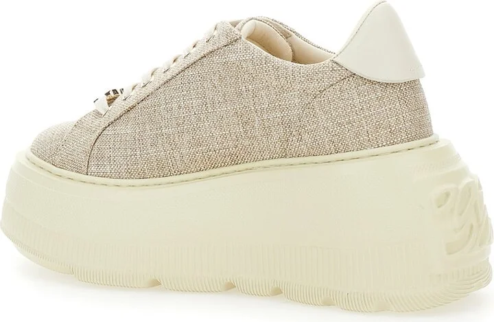 'nexus Jutalux' Beige Sneakers With Chunky Oversize Sole And Logo In Leather And Fabric Blend Woman - Image 3