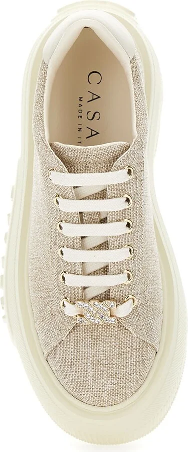 'nexus Jutalux' Beige Sneakers With Chunky Oversize Sole And Logo In Leather And Fabric Blend Woman - Image 4