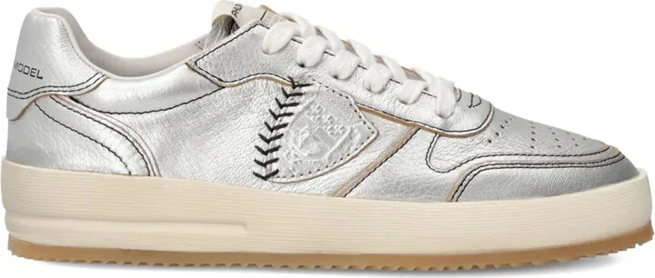 Nice leather baseball-stitch sneakers