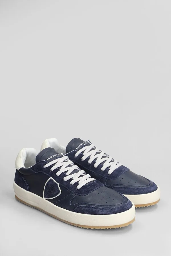 Nice Low Sneakers In Blue Suede And Leather - Image 2