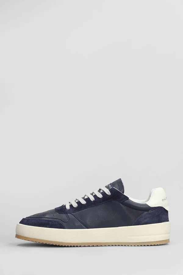 Nice Low Sneakers In Blue Suede And Leather - Image 3
