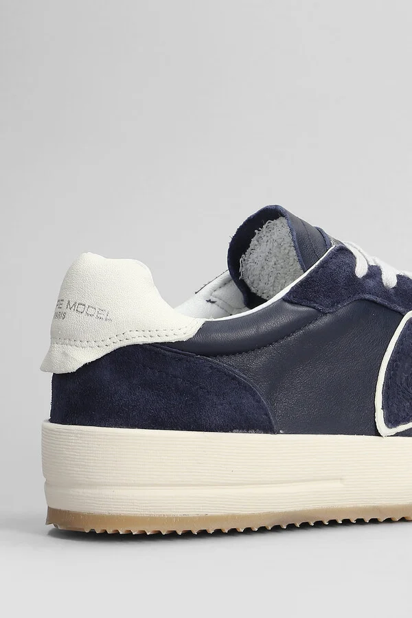 Nice Low Sneakers In Blue Suede And Leather - Image 5